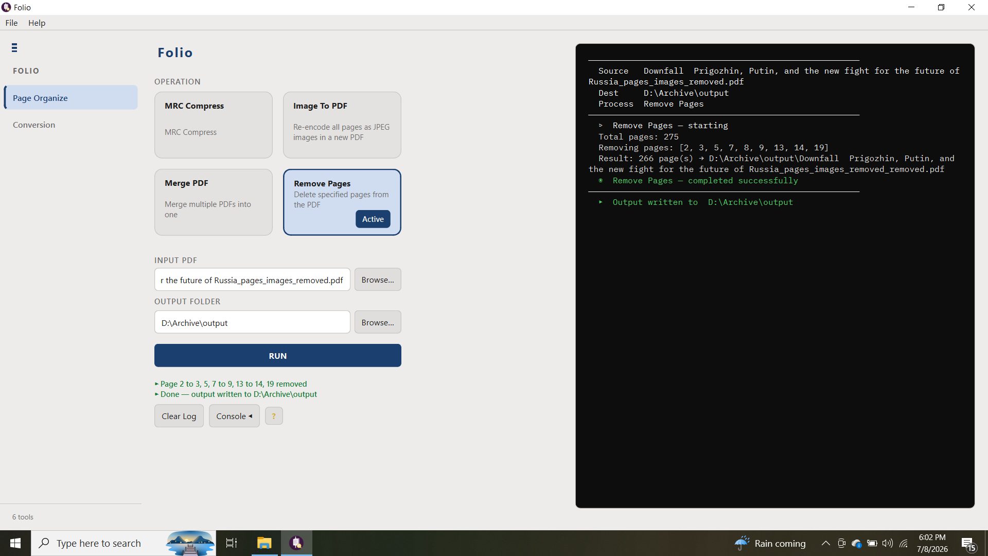 Remove Pages Console